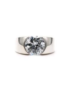 Bague contemporaine en argent 925 sertie d'un zirconium - - 1