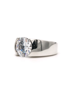Bague contemporaine en argent 925 sertie d'un zirconium - - 2