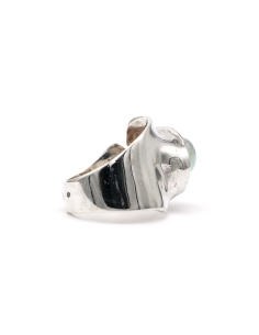 Bague Années 70 en argent 925 sertie d'une perle - - 5