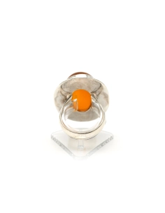 Bague contemporaine en argent 925 sertie d'une cornaline