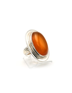 Bague contemporaine en argent 925 sertie d'une cornaline - - 6