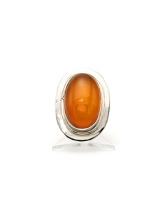 Bague contemporaine en argent 925 sertie d'une cornaline