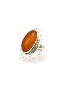Bague contemporaine en argent 925 sertie d'une cornaline - - 2