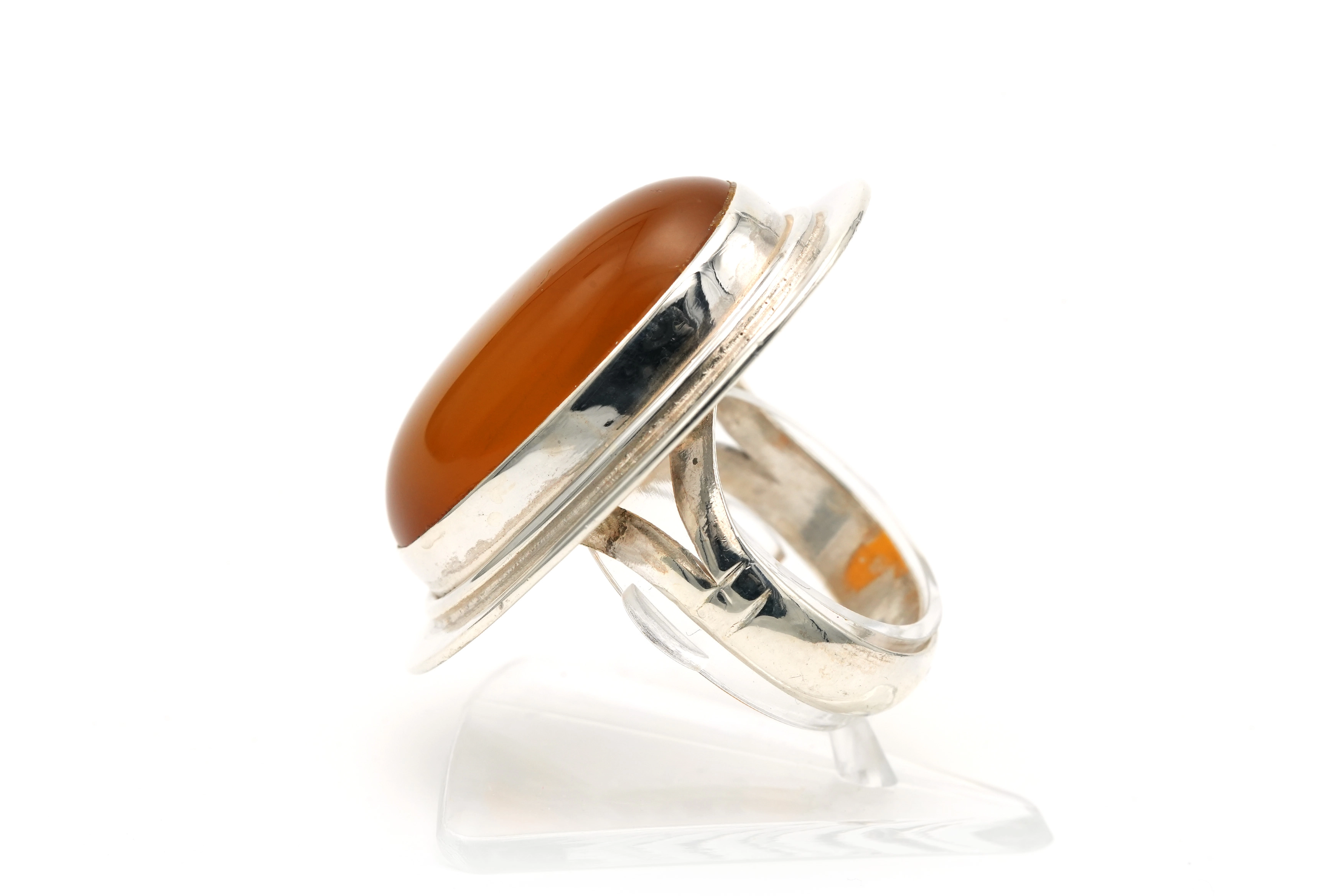 Bague contemporaine en argent 925 sertie d'une cornaline - - 3