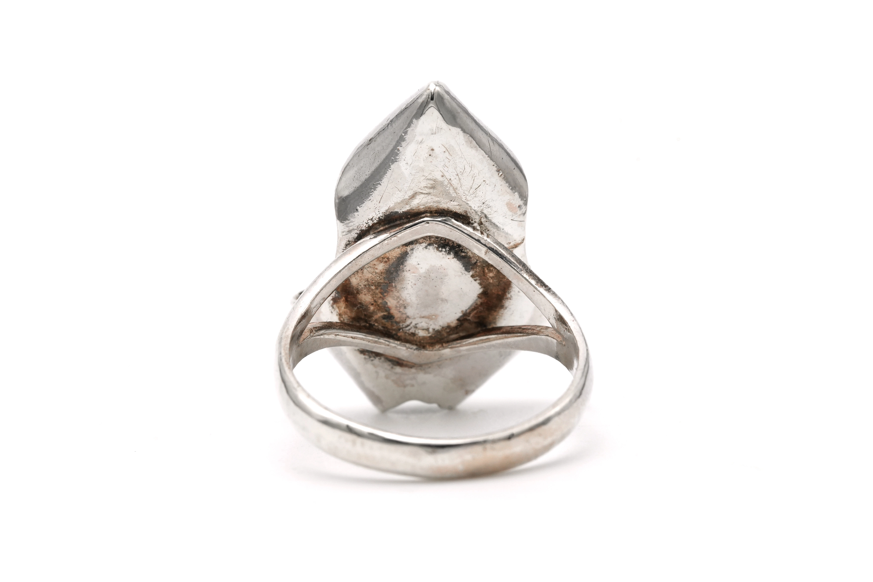 Bague Années 70 en argent 925 sertie d'une malachite