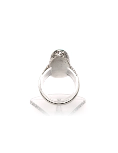 Bague Art Déco en argent sertie d'une chrysocolle