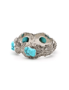 Bracelet Années 50 en argent 925 serti de turquoises