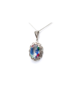 Pendentif Années 50 en argent 835 serti d'une pierre du Rhin