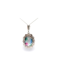 Pendentif Années 50 en argent 835 serti d'une pierre du Rhin