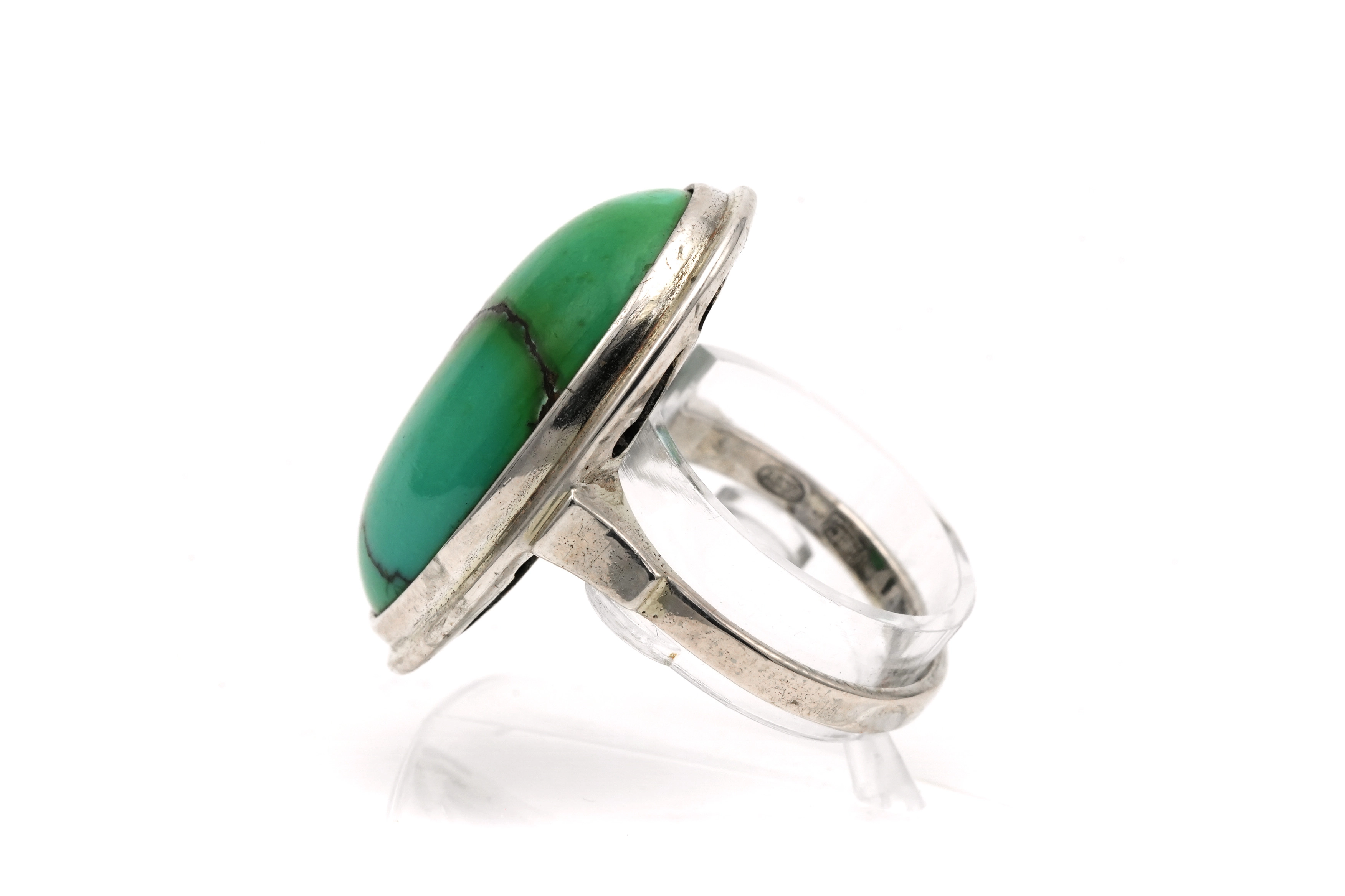 Bague Art Déco en argent 835 sertie d'une turquoise