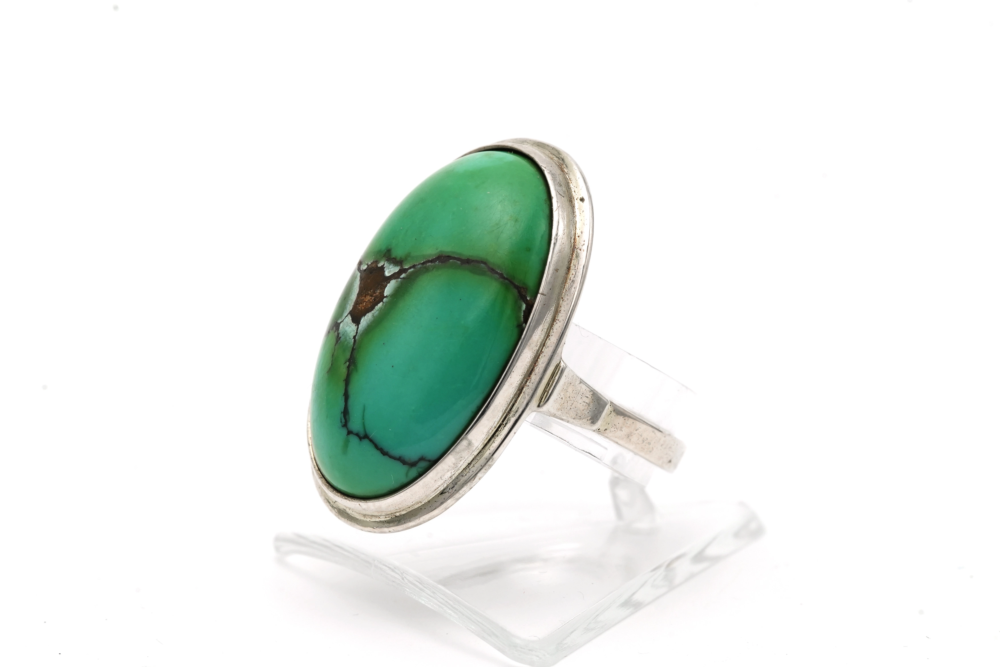 Bague Art Déco en argent 835 sertie d'une turquoise