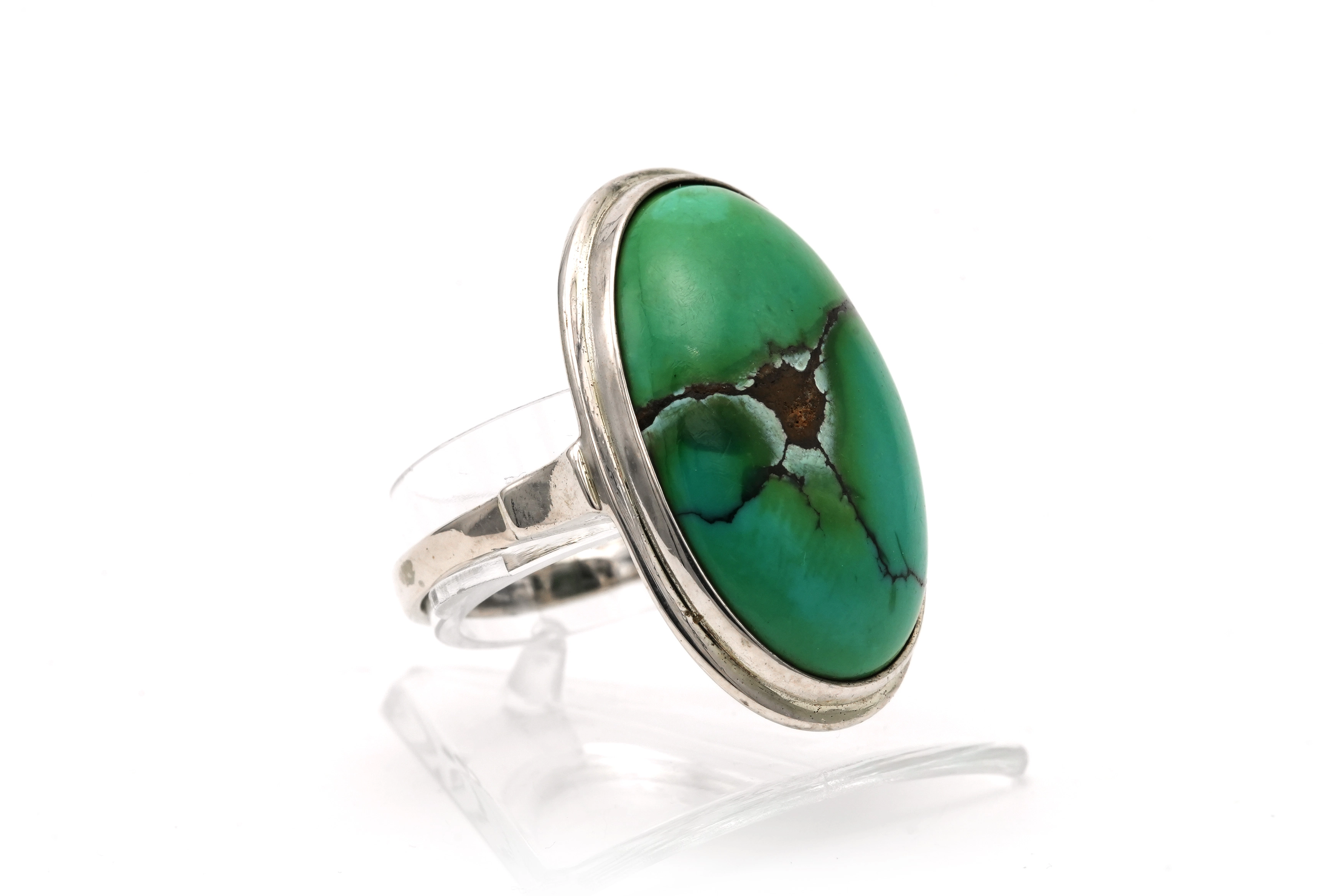 Bague Art Déco en argent 835 sertie d'une turquoise