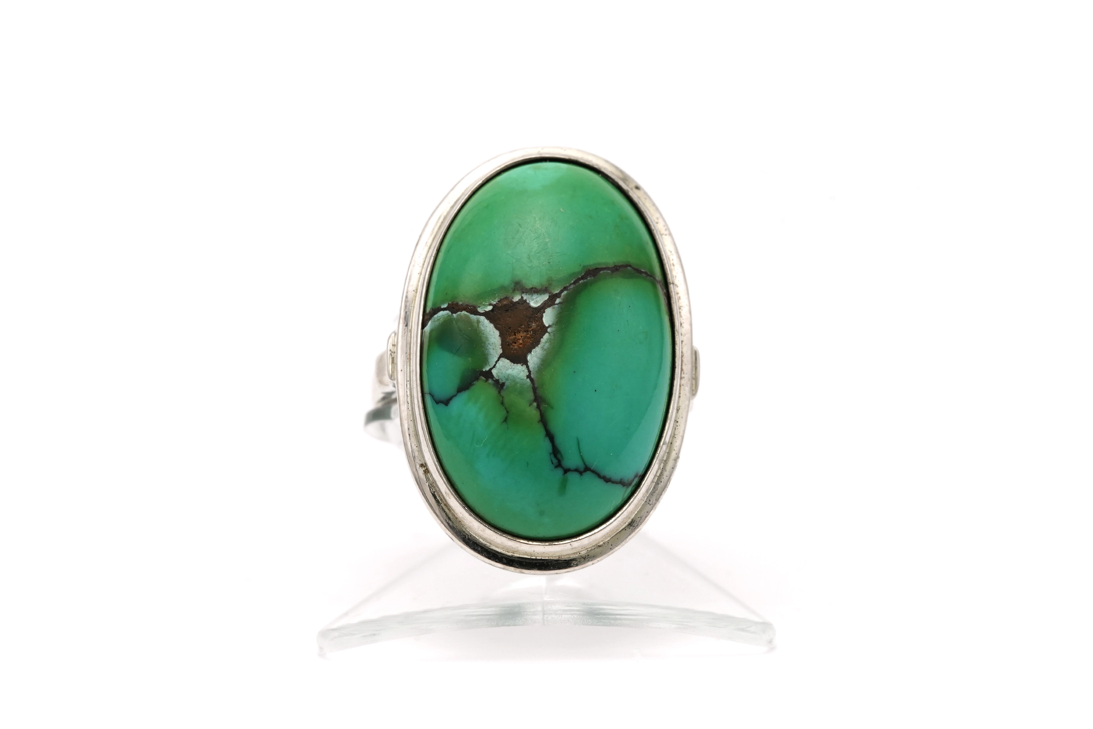 Bague Art Déco en argent 835 sertie d'une turquoise - - 1