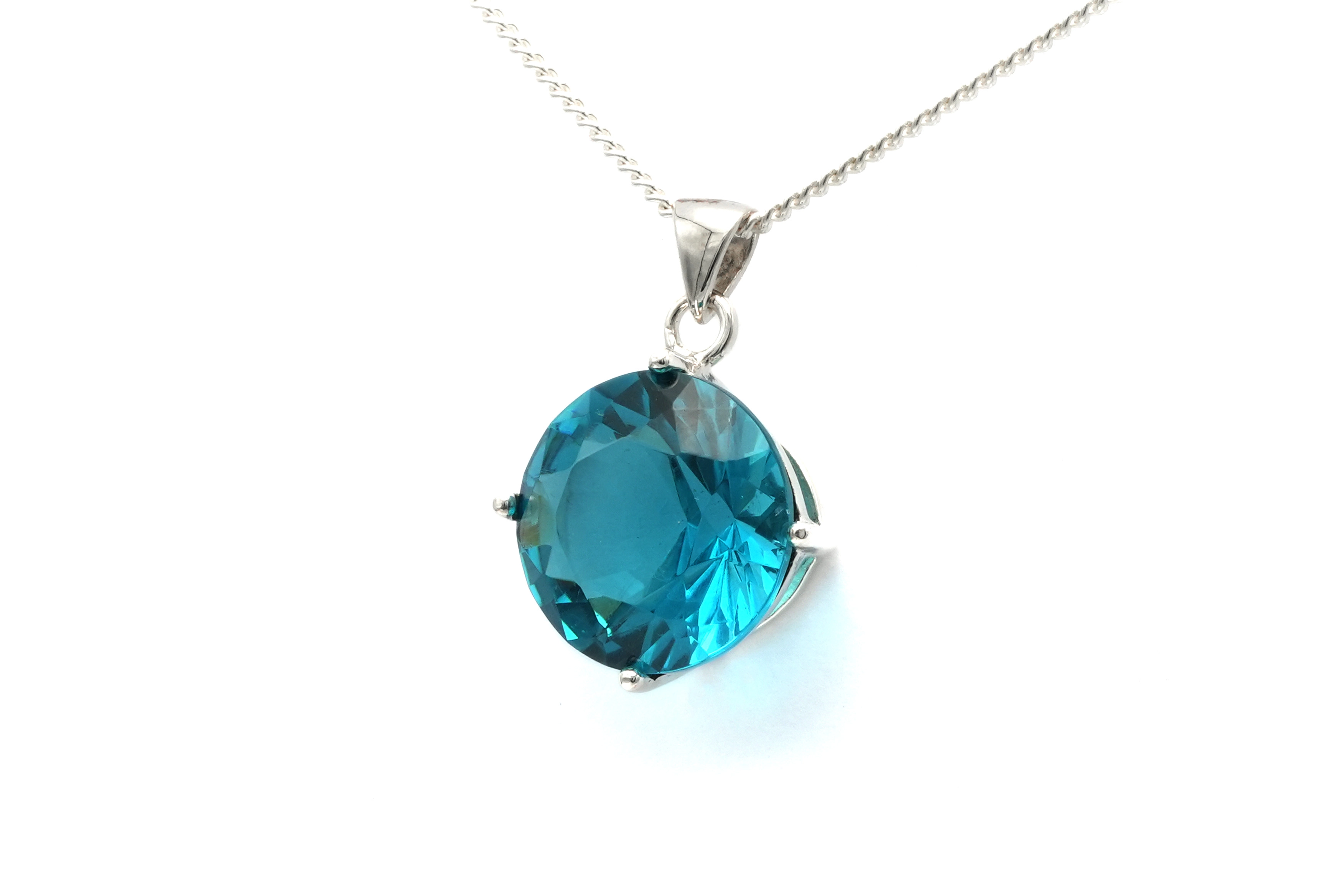 Pendentif contemporain en argent 925 serti d'un zirconium - - 2