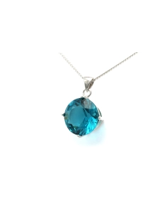 Pendentif contemporain en argent 925 serti d'un zirconium - - 2