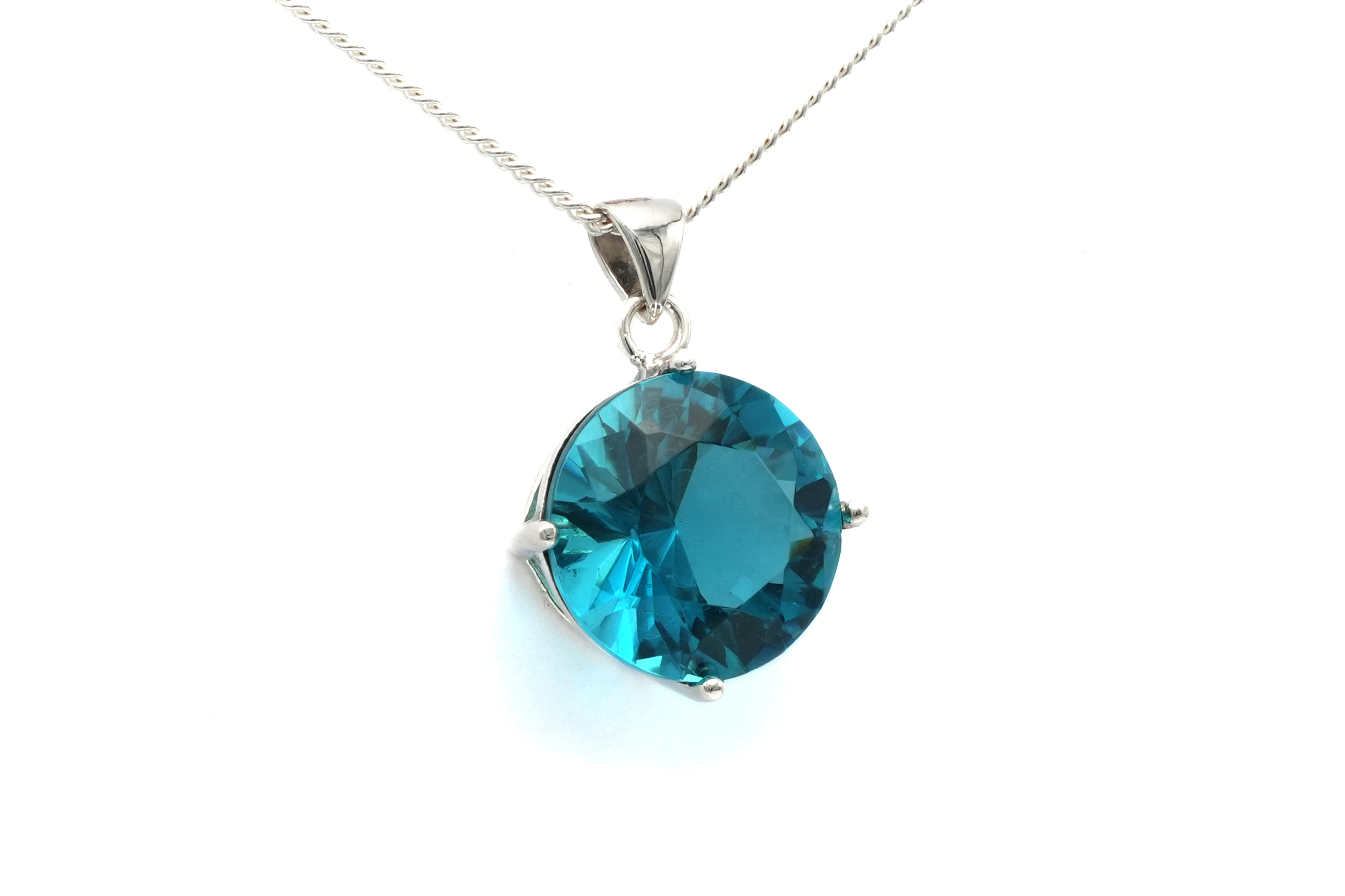 Pendentif contemporain en argent 925 serti d'un zirconium - - 3