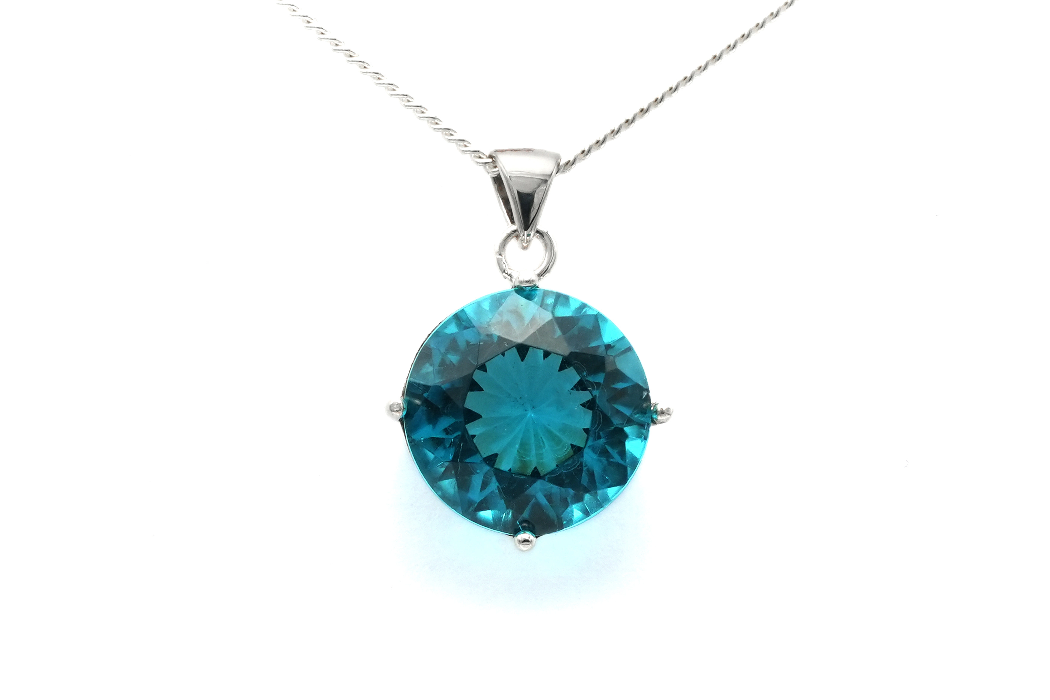 Pendentif contemporain en argent 925 serti d'un zirconium - - 1