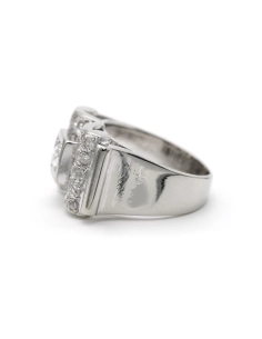 Bague Art Déco en or blanc 18 carats sertie de diamants "taille" rose - 3