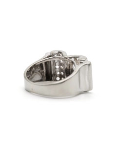 Bague Art Déco en or blanc 18 carats sertie de diamants "taille" rose - 5