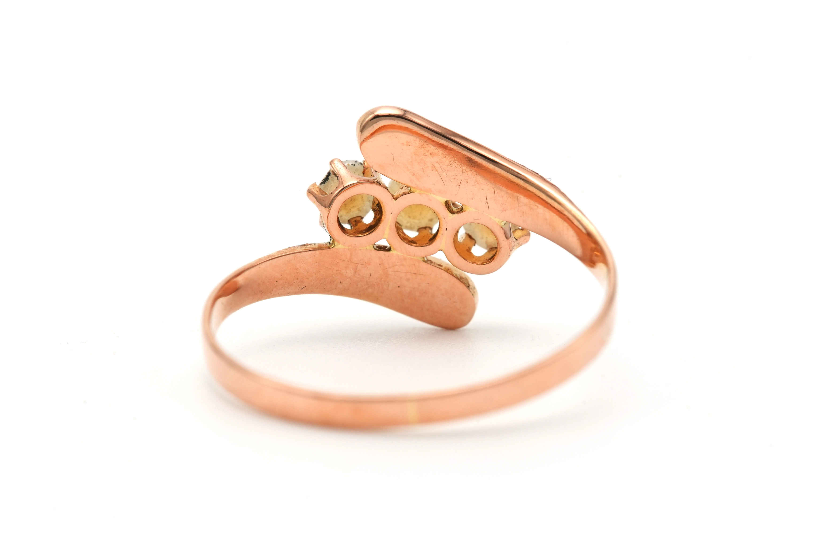 Bague Art Nouveau en or jaune 18 carats sertie de perles - 4