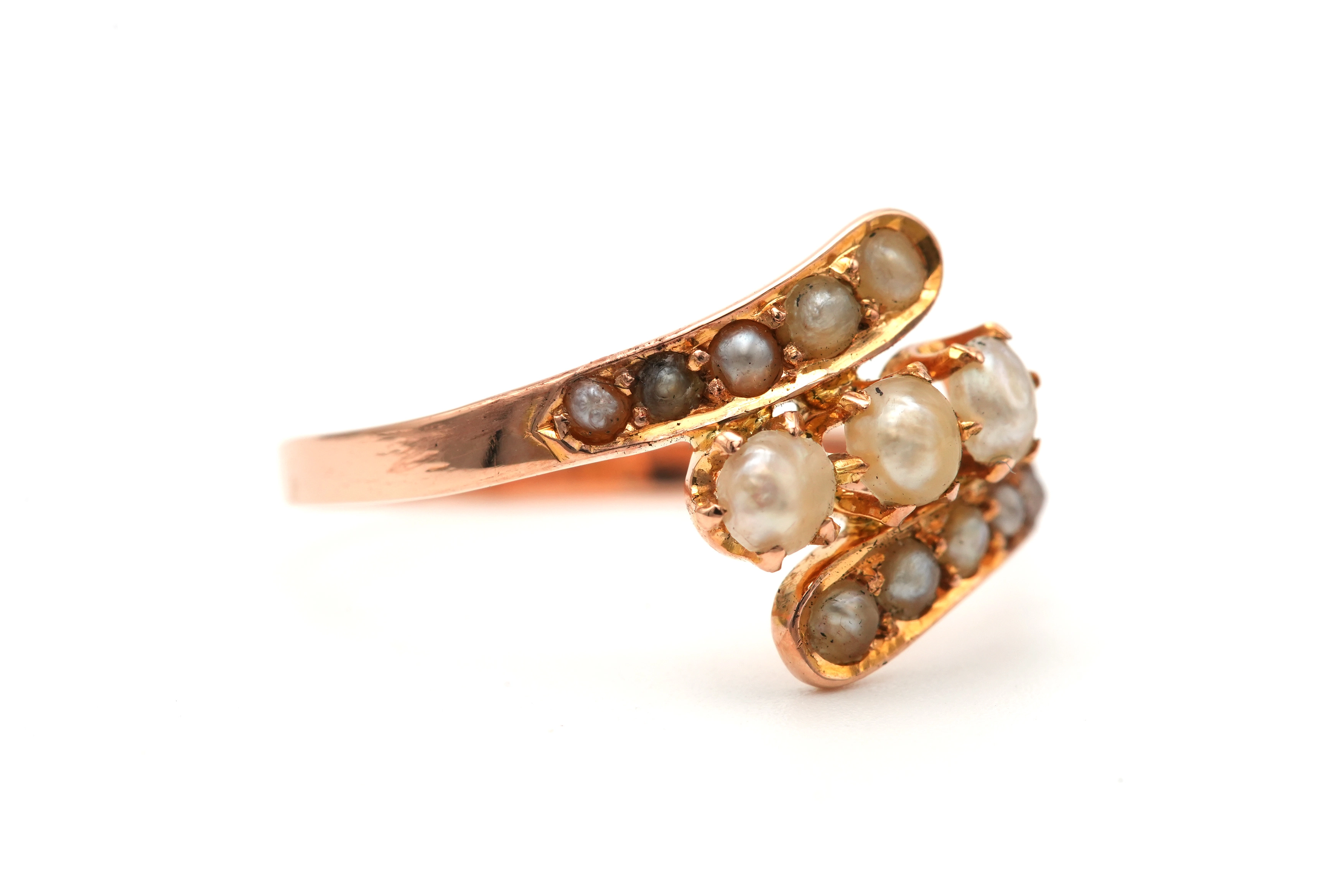 Bague Art Nouveau en or jaune 18 carats sertie de perles - 6