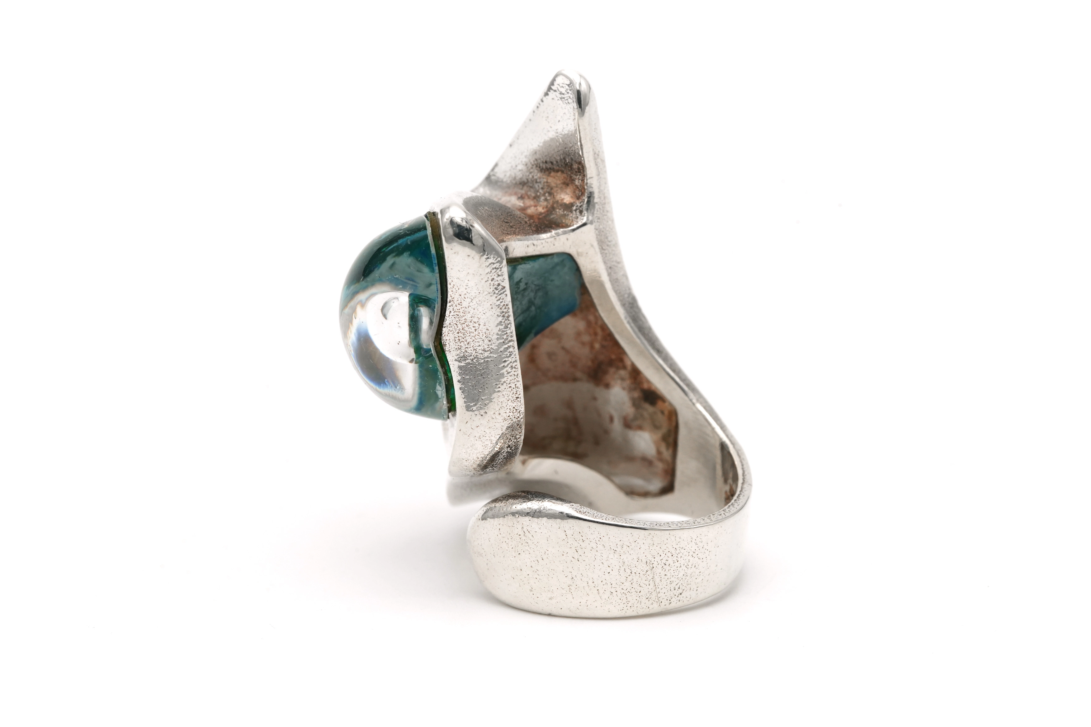 Bague "Lapponia" Années 70 en argent 925 sertie de cristal