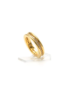 Bague contemporaine en or jaune 18 carats sertie de diamants "taille" brillant (+-0.32ct) - 3