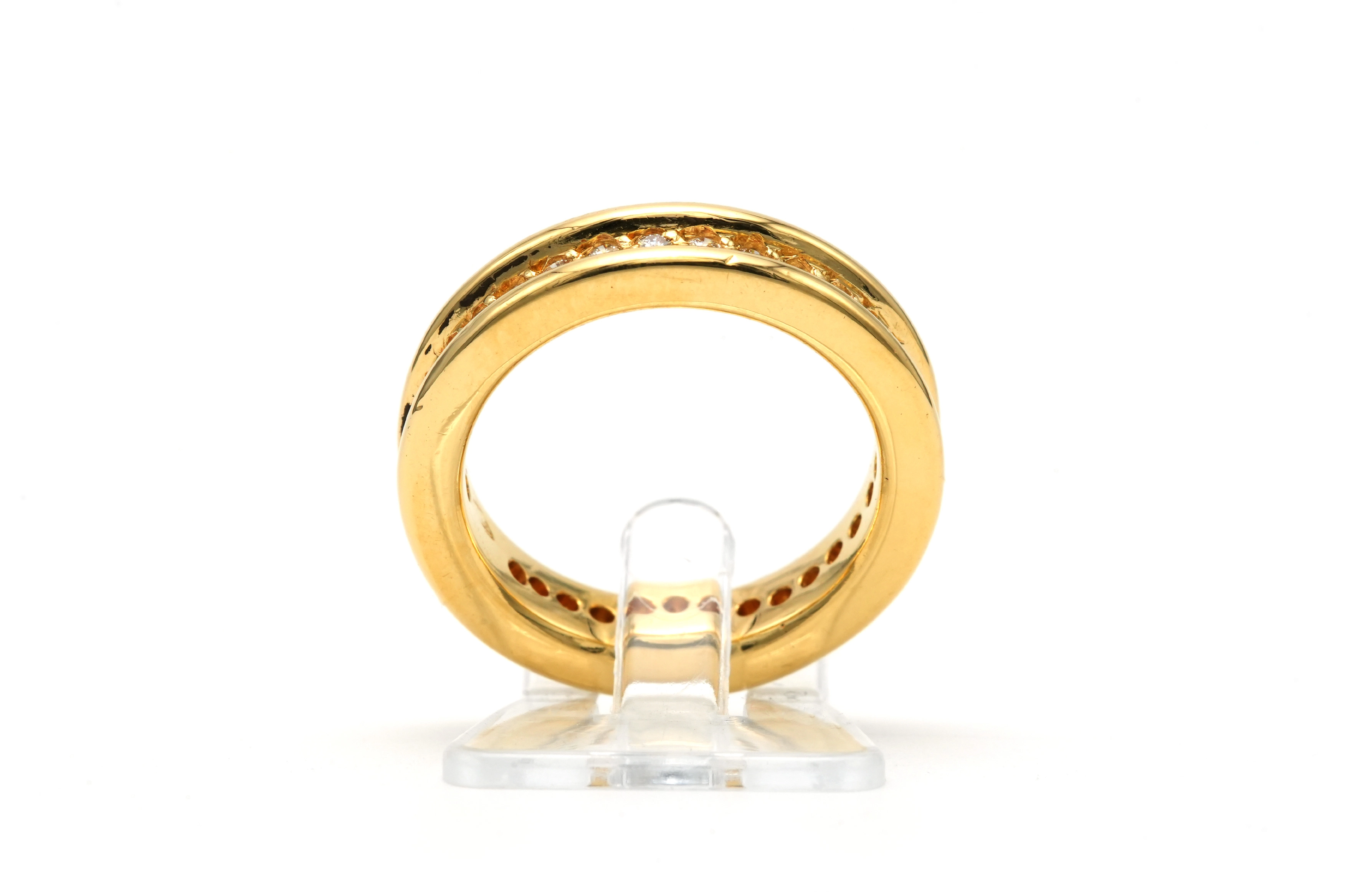 Bague contemporaine en or jaune 18 carats sertie de diamants "taille" brillant (+-0.32ct) - 2