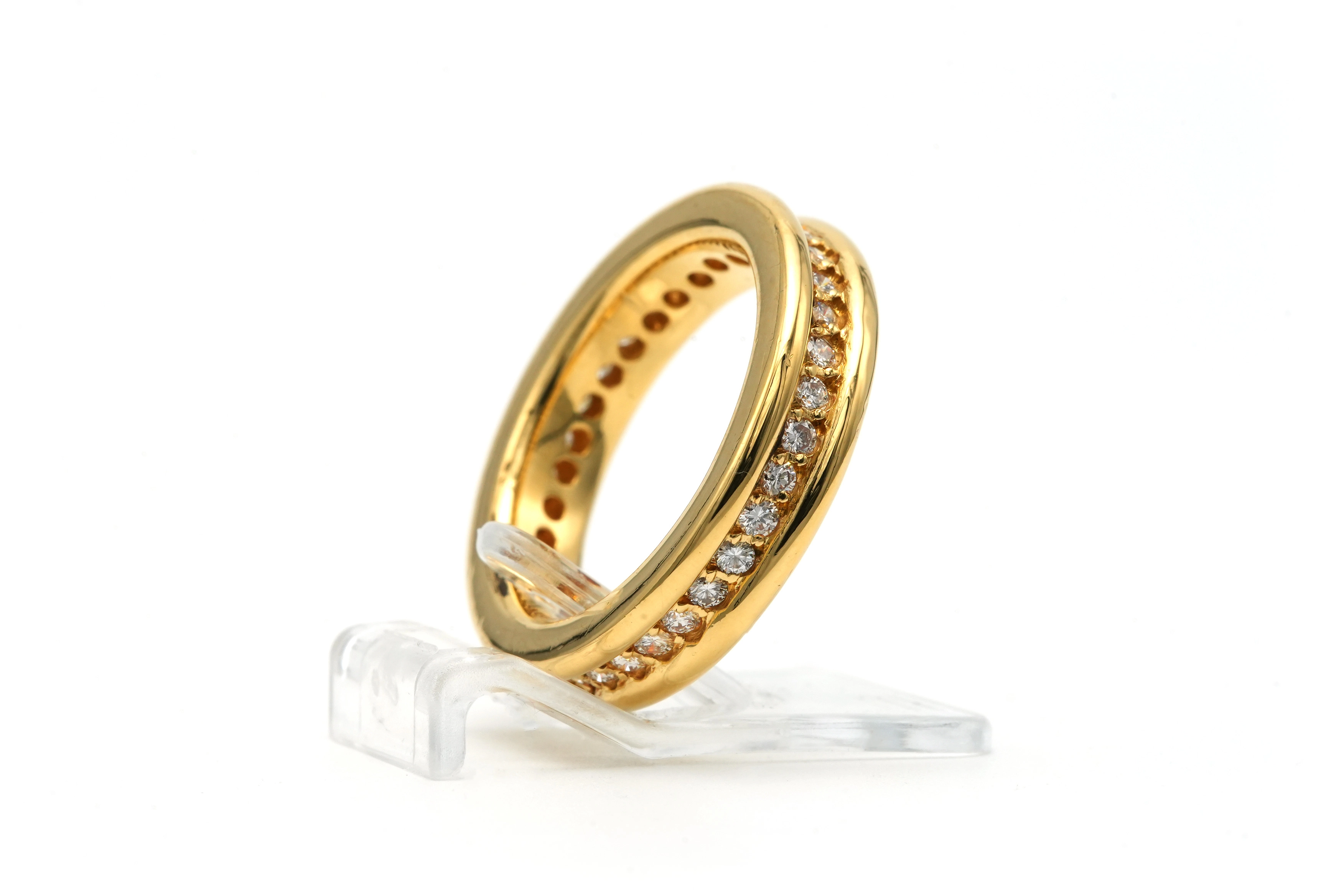 Bague contemporaine en or jaune 18 carats sertie de diamants "taille" brillant (+-0.32ct) - 6