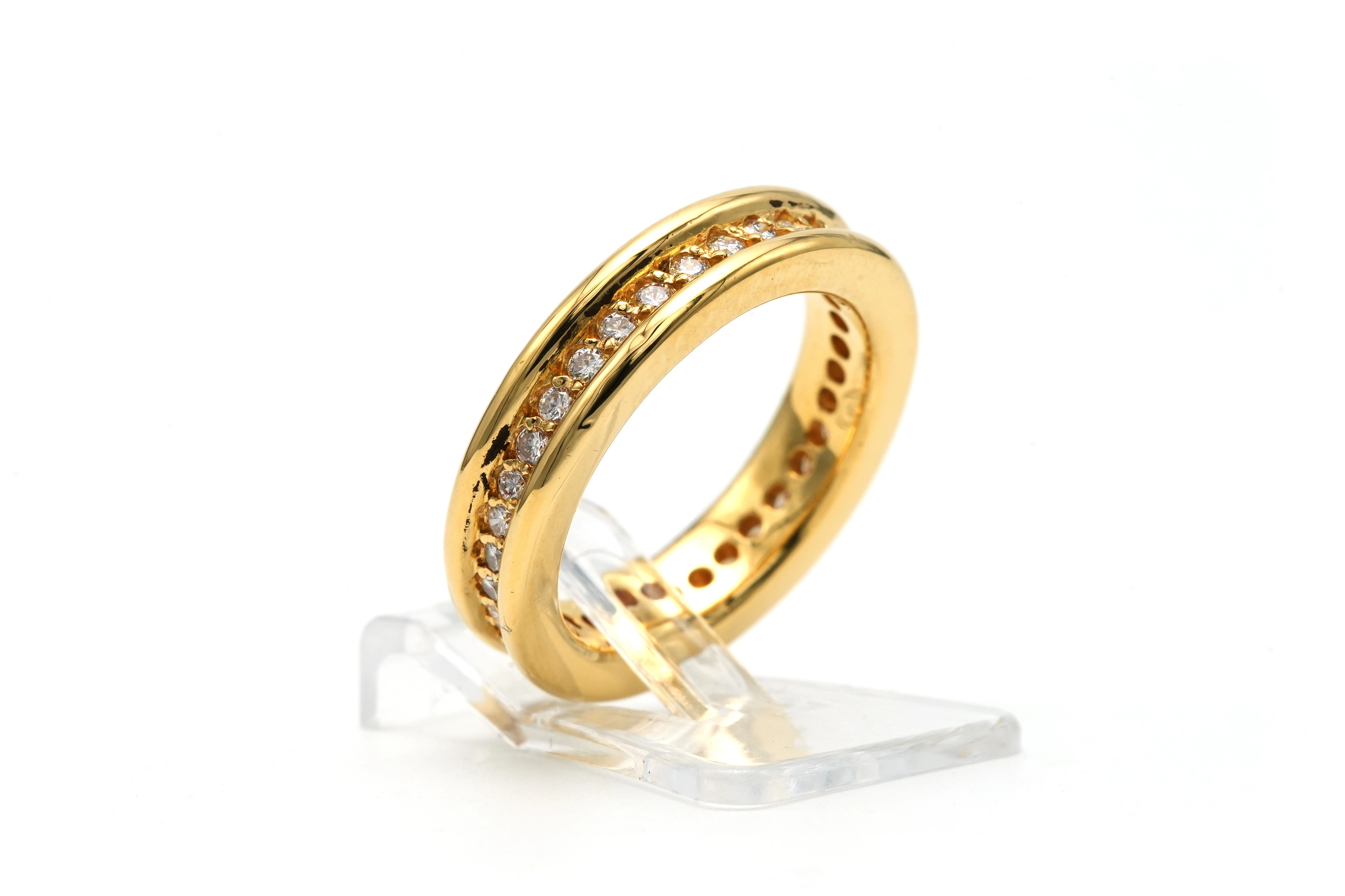 Bague contemporaine en or jaune 18 carats sertie de diamants "taille" brillant (+-0.32ct) - 7