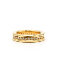 Bague contemporaine en or jaune 18 carats sertie de diamants "taille" brillant (+-0.32ct) - 1