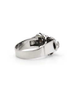 Bague Art Déco en or blanc 18 carats sertie de diamants "taille" brillant (+-0.42ct) - 5