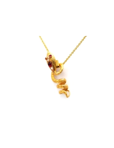 Pendentif Art Nouveau en or jaune 18 carats serti de rubis et de perles - 2