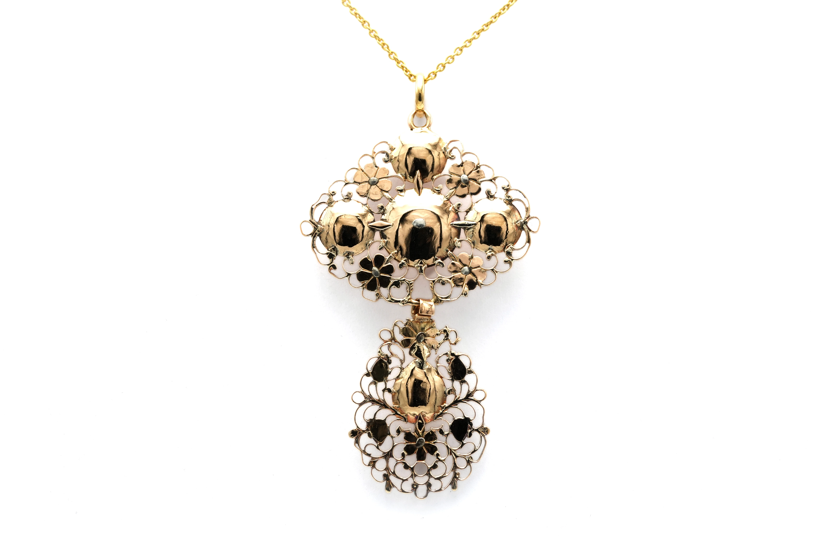Pendentif Napoléon III en or jaune 18 carats serti de diamants "taille" rose - - 4