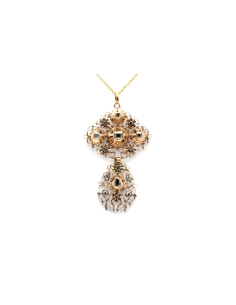 Pendentif Napoléon III en or jaune 18 carats serti de diamants "taille" rose - - 1