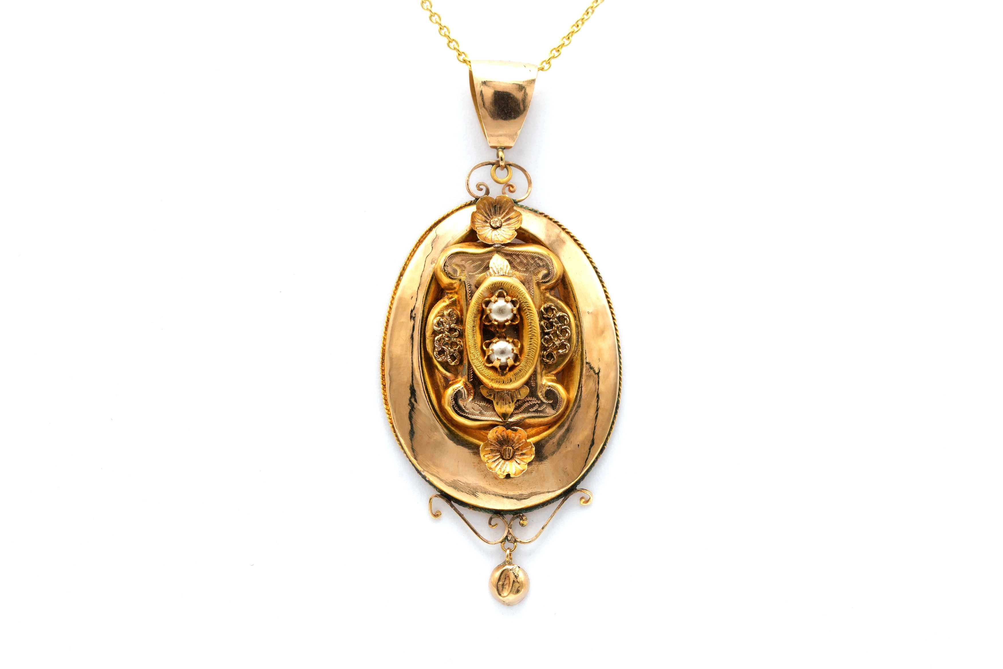 Pendentif Napoléon III en or jaune 18 carats sertie de perles - - 1
