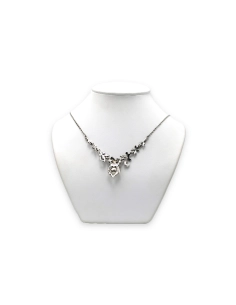 Collier Années 50 en argent, marcassites et perle