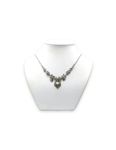Collier Années 50 en argent, marcassites et perle