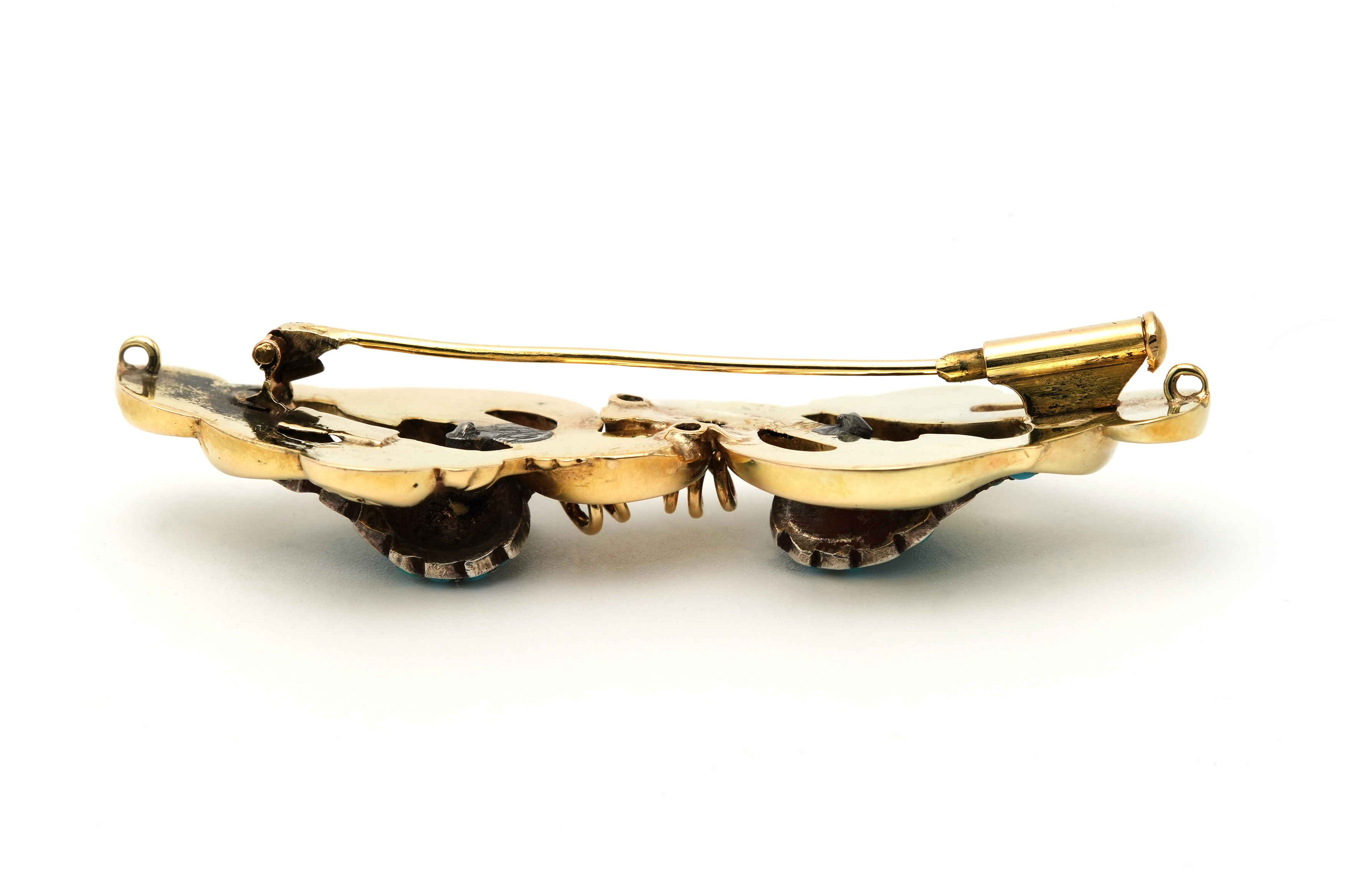 Broche Napoléon III en or jaune 18 carats sertie de perles et de turquoises - 7