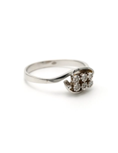 Bague contemporaine en or blanc 18 carats sertie de diamants "taille" brillant (+-0.24ct) - - 6