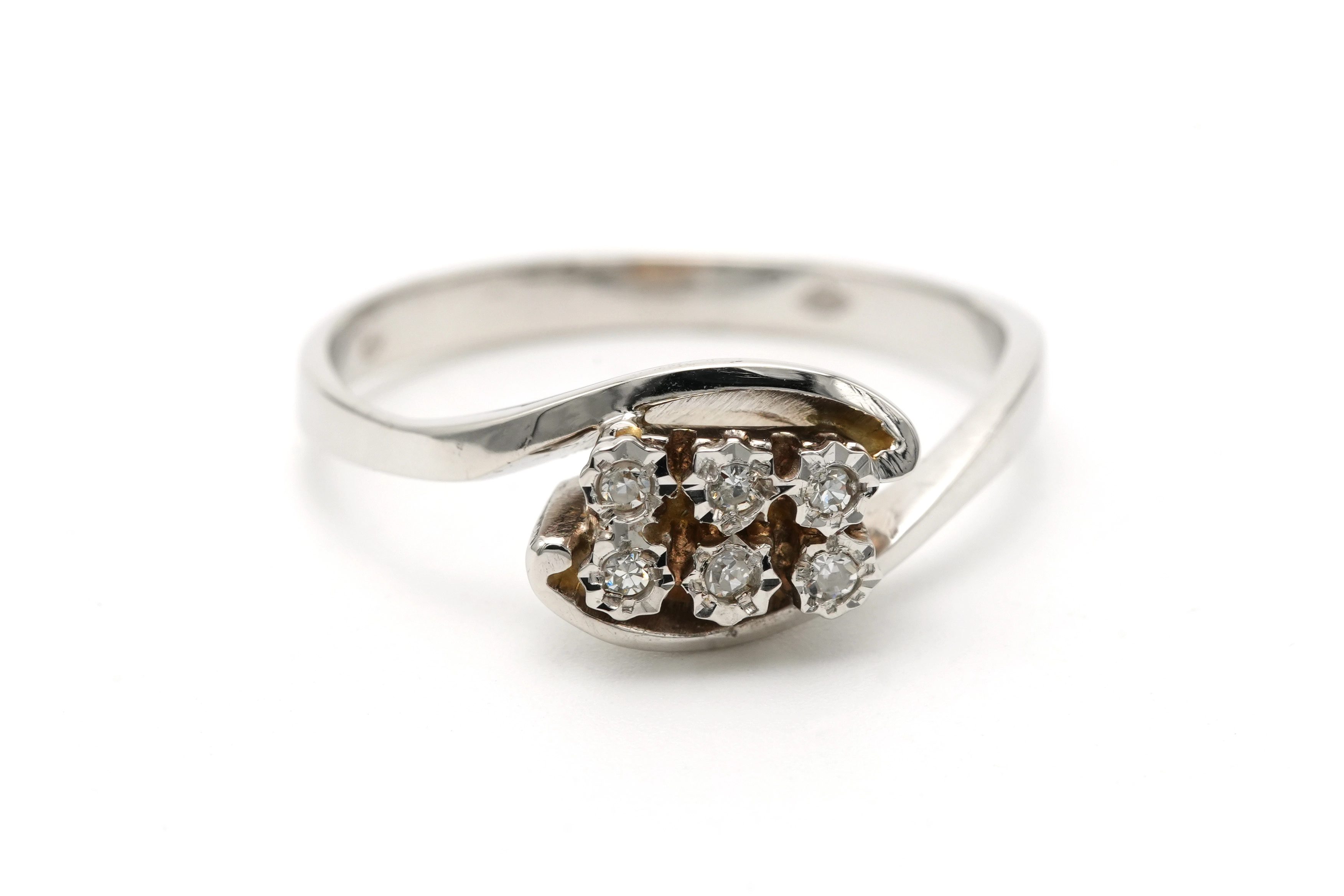 Bague contemporaine en or blanc 18 carats sertie de diamants "taille" brillant (+-0.24ct) - - 1
