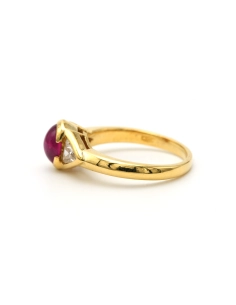 Bague contemporaine en or jaune 18 carats sertie d'un rubis et de diamants "taille" brilliant - - 3