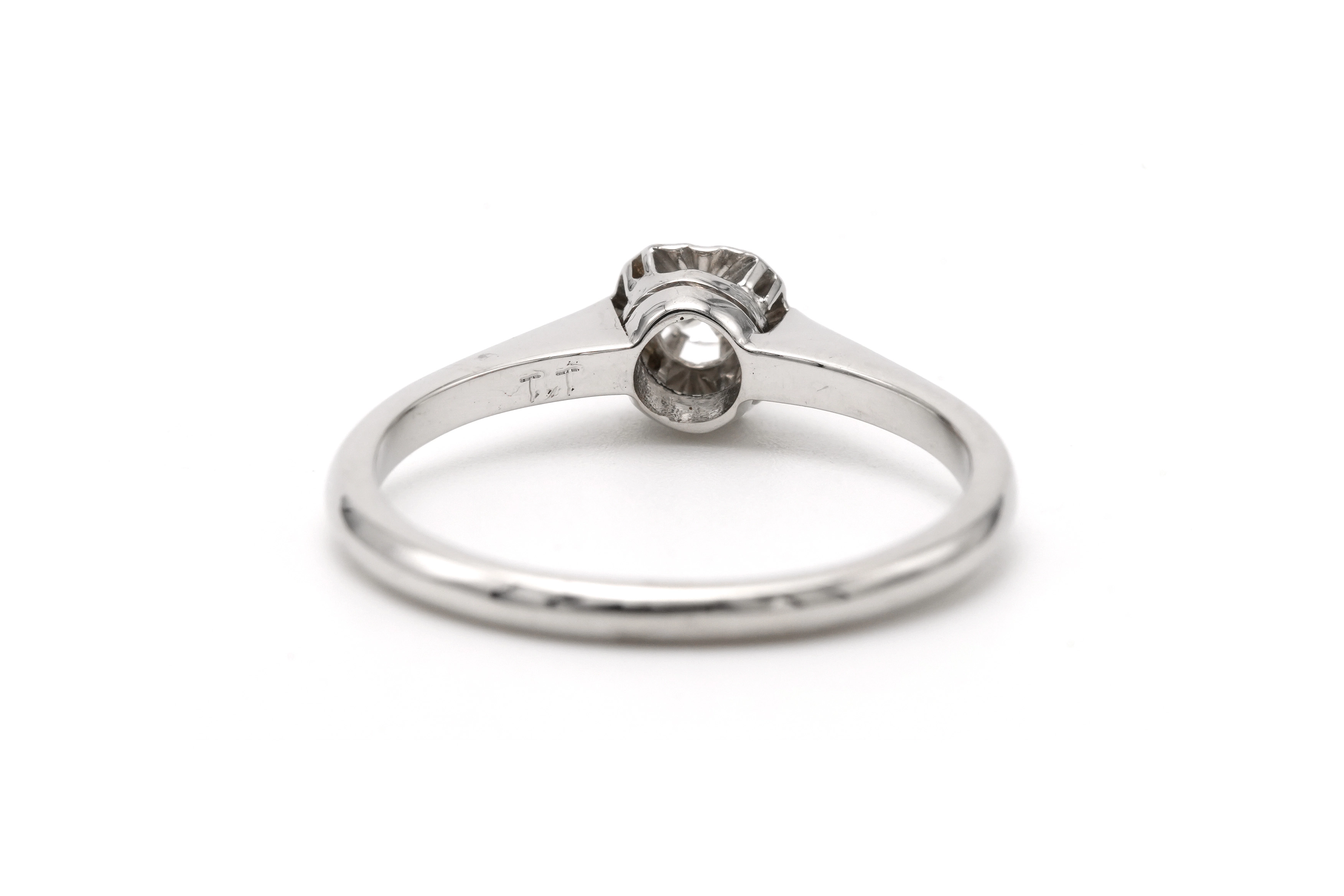 Bague Art Déco en or blanc 18 carats sertie d'un diamant "taille" brillant (+-0.08ct) - - 4