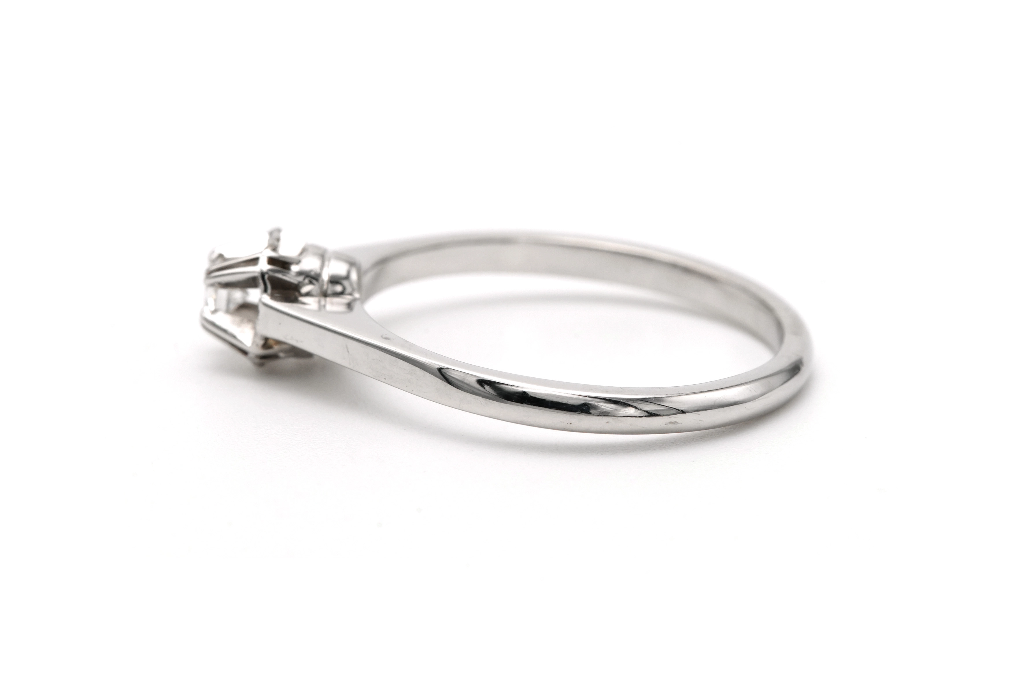 Bague Art Déco en or blanc 18 carats sertie d'un diamant "taille" brillant (+-0.08ct) - - 3