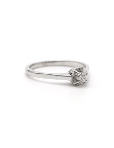 Bague Art Déco en or blanc 18 carats sertie d'un diamant "taille" brillant (+-0.08ct) - - 6