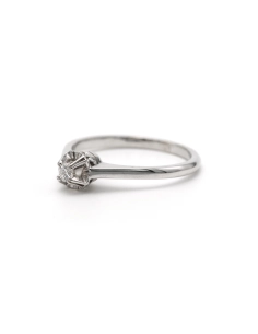 Bague Art Déco en or blanc 18 carats sertie d'un diamant "taille" brillant (+-0.08ct) - - 2