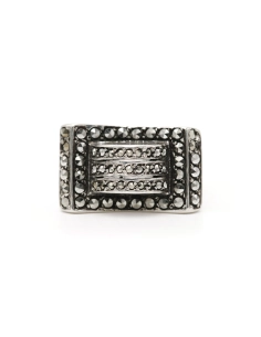 Bague Art Déco en argent sertie de marcassites - - 1