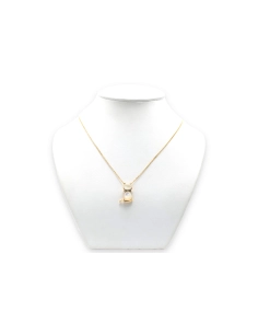 Pendentif contemporain en or jaune 14 carats serti de nacre et de diamants "taille" brillant (+-0.01ct) - 2