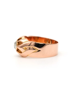 Bague Art Déco en or jaune 18 carats sertie d'un diamant "taille" rose - 3