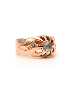 Bague Art Déco en or jaune 18 carats sertie d'un diamant "taille" rose - 6
